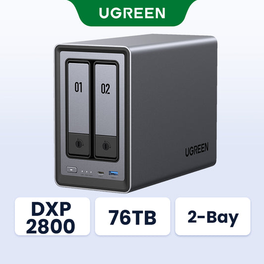 UGREEN NASync DXP2800 2-Bay Desktop NAS, Intel N100 Quad-core CPU, 8GB DDR5 RAM, 2.5GbE, 2 * M.2 NVMe Slots, 4K HDMI, Network Attached Storage (Diskless)