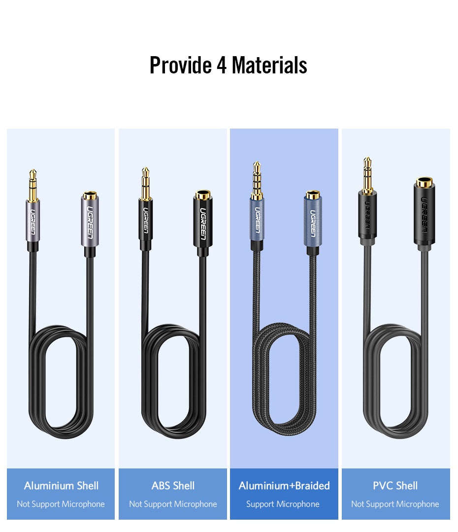 UGREEN 50439 3.5mm Extension Audio Cable Male to Female Aux Cable Headphone Cable 3.5mm Male to 3.5mm Female Extension Cable Nylon Braid Gold Plated
