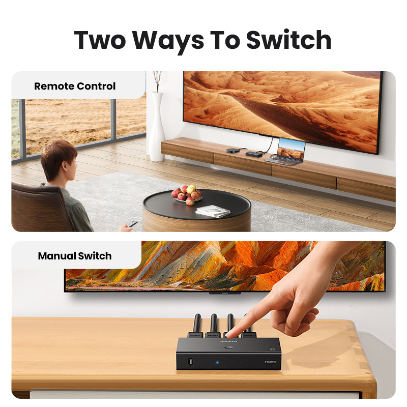 UGREEN HDMI Switch 3 in 1 Out 4K 60Hz HDMI Switcher 3x1 with Remote Support 3D HDR Dolby Atmos HDCP2.2 Compatible with PS5 PS4 Xbox Nintendo Switch Roku Apple TV Fire Stick