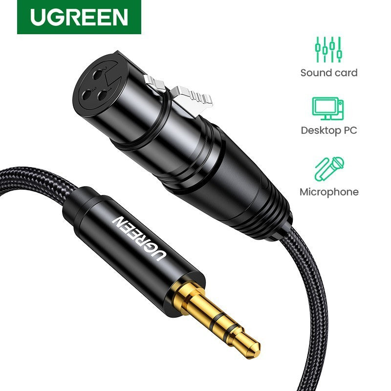 UGREEN 3.5mm to XLR Microphone Audio HiFi Cable XLR Female to Mini Jack Aux Mic Cord for Camcorders DSLR Cameras Compute