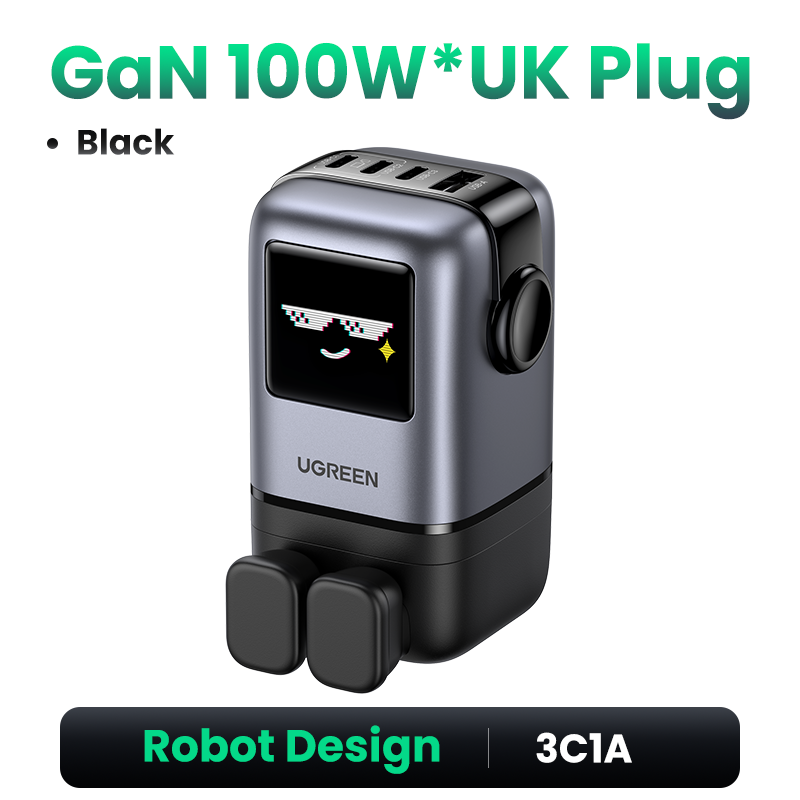 UGREEN Uno Charger 100W RobotGaN Charger 3 USB C 1 USB A Wall Charger GaN Charger for MacBook Pro/Air, Dell XPS, iPad Mini/Pro iPhone 16 15 Pro Max iPhone 16 15 Plus Samng Galaxy S25 S24 Ultra Z Fold5 M14 Z Flip5 , Pixel, and More