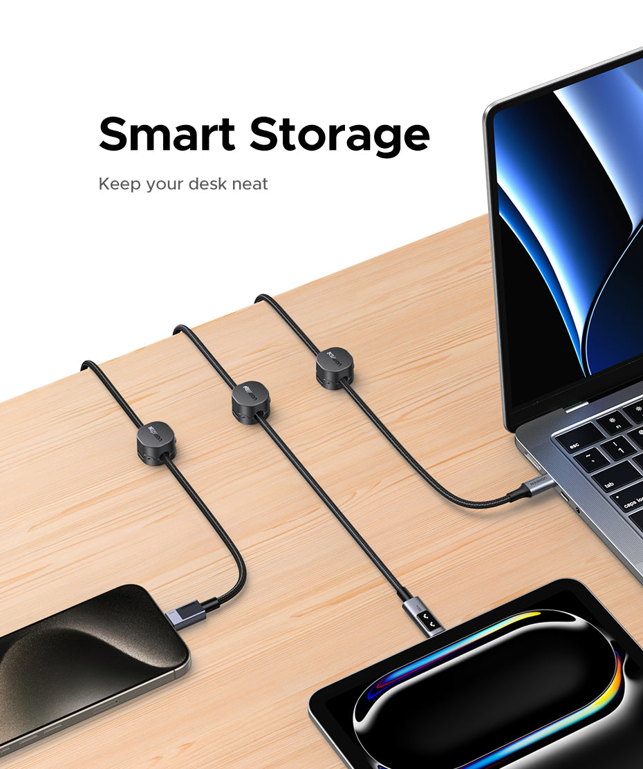 UGREEN 3Pcs Cable Clips Organizer Silicone USB Cable Winder Flexible Cable Management Clips Cable Holder For Mouse Headphone Earphone For Desk Car Wall Cable Fixer Organizer