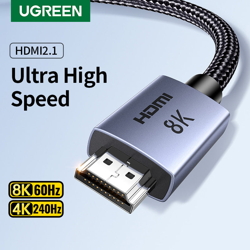 UGREEN HDMI 2.1 HDMI Cable 8K 48Gbps Ultra High Speed Cord 4K240Hz/8K60Hz Support Dynamic HDR eARC Dolby Atmos HDCP Compatible with PS5 PS4 Xbox Roku TV HDTV Blu-ray Projector
