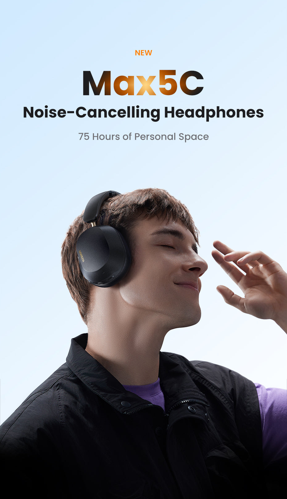 UGREEN Hi-Res Hitune Max5c ANC Wireless Bluetooth Earphones Over The Ear Noise Cancelling Headphone