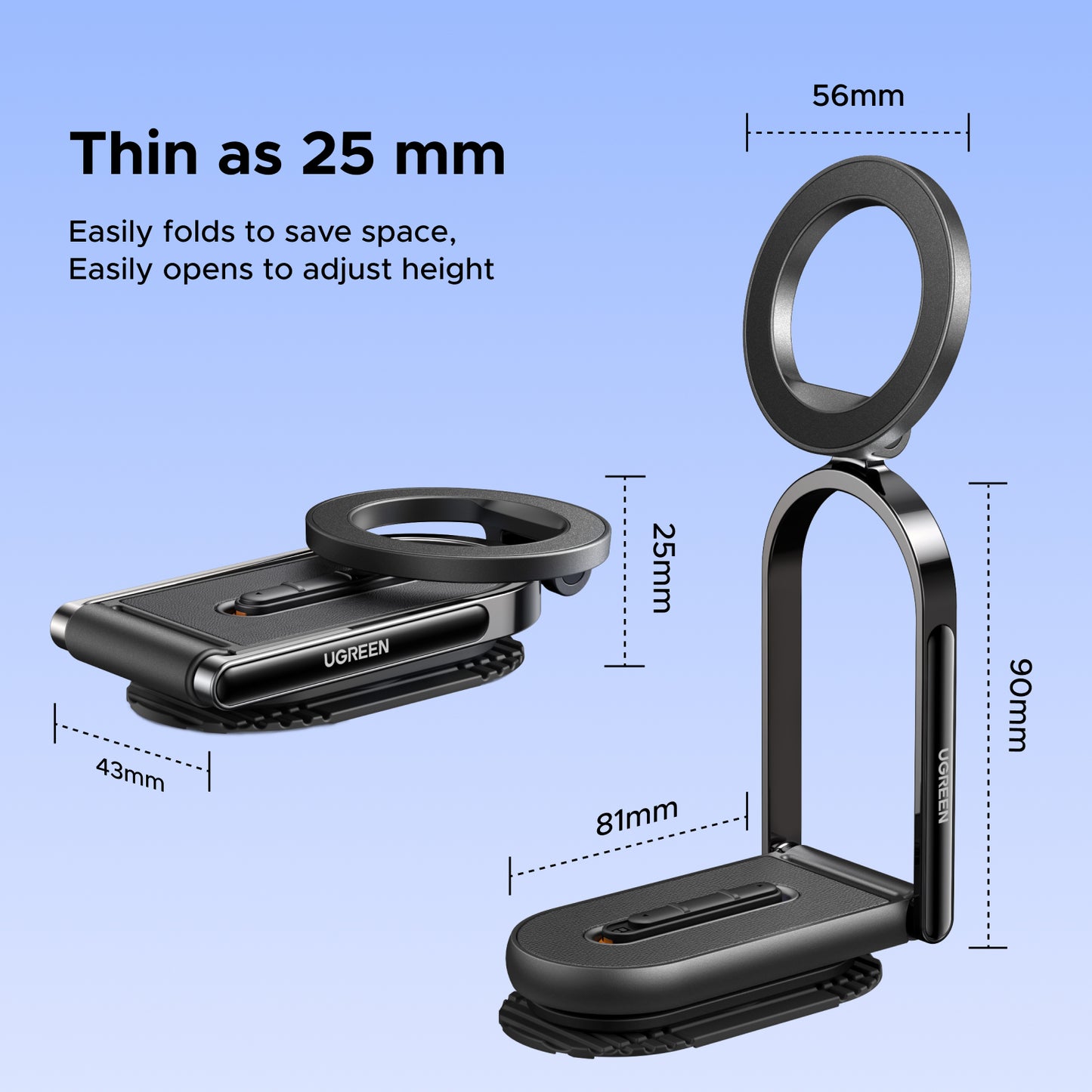 UGREEN MagSafe Car Mount Foldable Dashboard Holder for iPhone 16 15 14 Pro Max Samsung S24 S25 Ultra 360° Rotation Strong Magnetic Phone Holder