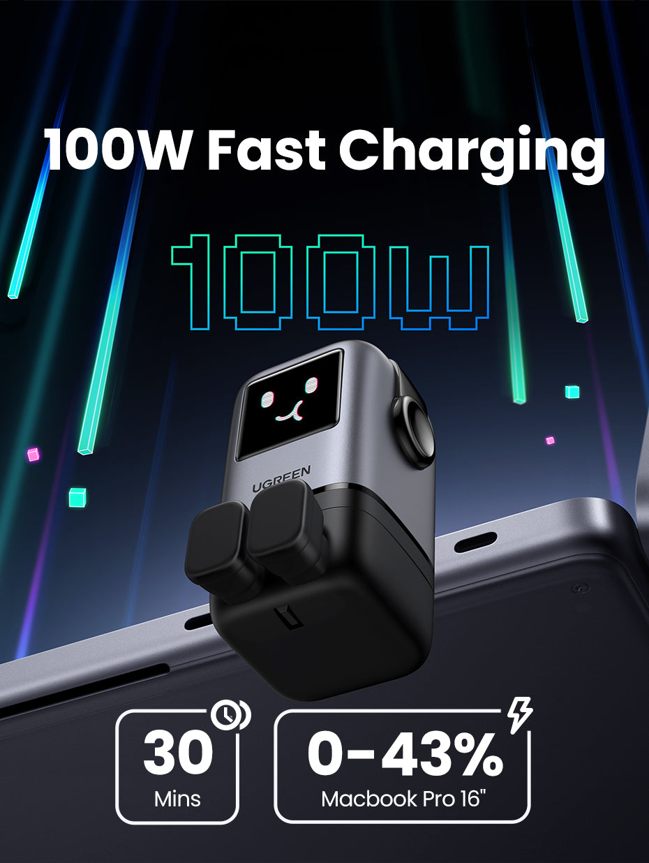 UGREEN Uno Charger 100W RobotGaN Charger 3 USB C 1 USB A Wall Charger GaN Charger for MacBook Pro/Air, Dell XPS, iPad Mini/Pro iPhone 16 15 Pro Max iPhone 16 15 Plus Samng Galaxy S25 S24 Ultra Z Fold5 M14 Z Flip5 , Pixel, and More