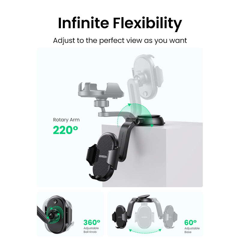 UGREEN Phone Holder for Car Windscreen Mobile Dashboard Mount Gravity Suction Cup Sticky Cradle Long Arm Clamp for iPhone , Samsung Galaxy S22 ,Huawei , Xiaomi, Oneplus