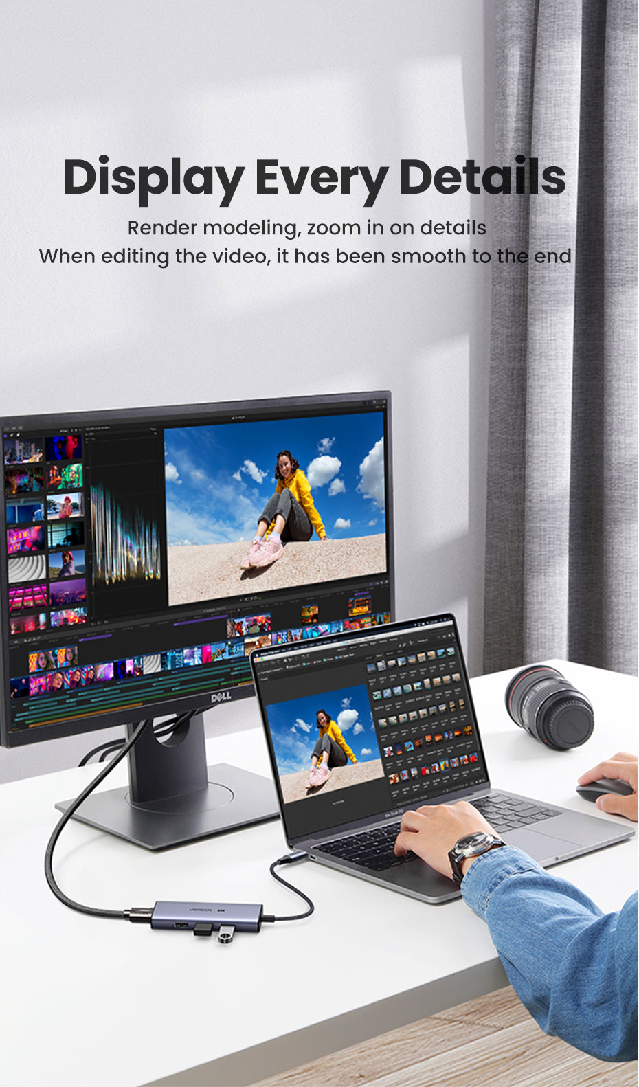 UGREEN 50629 USB C HUB 8K30Hz 4K120Hz HDR Type C to HDMI 2.1 USB 3.0 Adapter 24Gbps For Macbook Air Pro iPad Pro M1 PC Accessories USB HUB