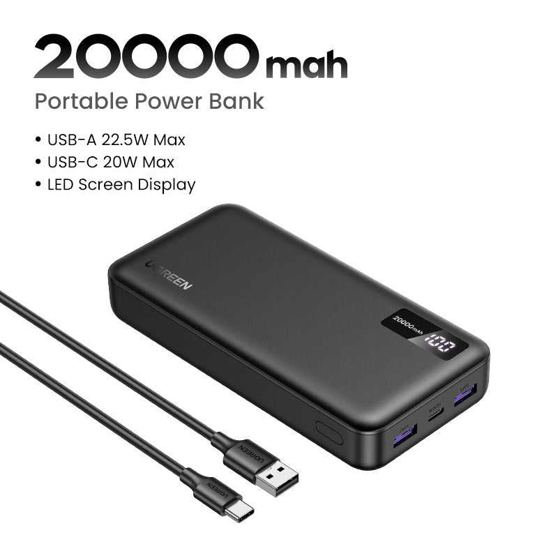UGREEN PB311 10000mAh/20000mAh PD 20W SCP 22.5W QC 18W Power Bank USB Type C Portable Charger Compatible for iPhone Samsung Pixel iPad