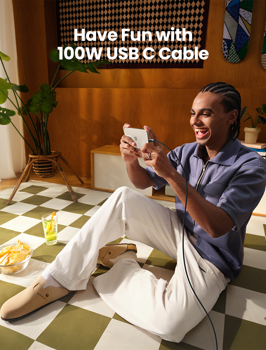 UGREEN Uno 100W USB C to USB C Cable, Fast Charging Type C Cord with LED Display, USB2.0 480Mbps Data Transfer for iPhone 16 Pro Max, MacBook Pro, iPad Pro, Galaxy S24, Pixel, Chromebook, Dell