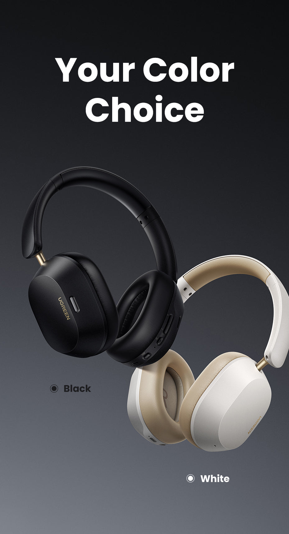 UGREEN Hi-Res Hitune Max5c ANC Wireless Bluetooth Earphones Over The Ear Noise Cancelling Headphone
