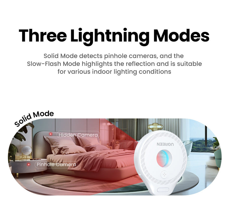 UGREEN Mini Anti-Peeping Camera Detector Hidden Camera Durable and long-lasting Portable Pinhole Hidden Lens Detect Gadget Effective hidden lens detection With USB Cable For Travel Hotel Locker Room Toilet
