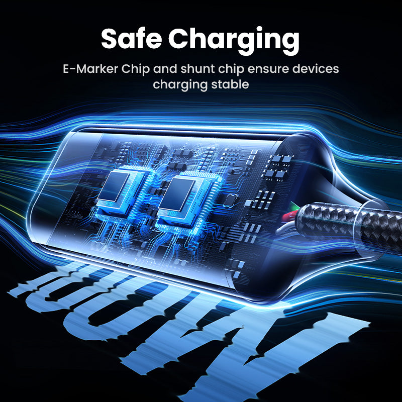 UGREEN 1.5M 100W Type C 2-in-1 Fast Charging Cable E-Marker for iPhone 15 Series Samsung S24 S23 Ultra iPad Pro Macbook Switch