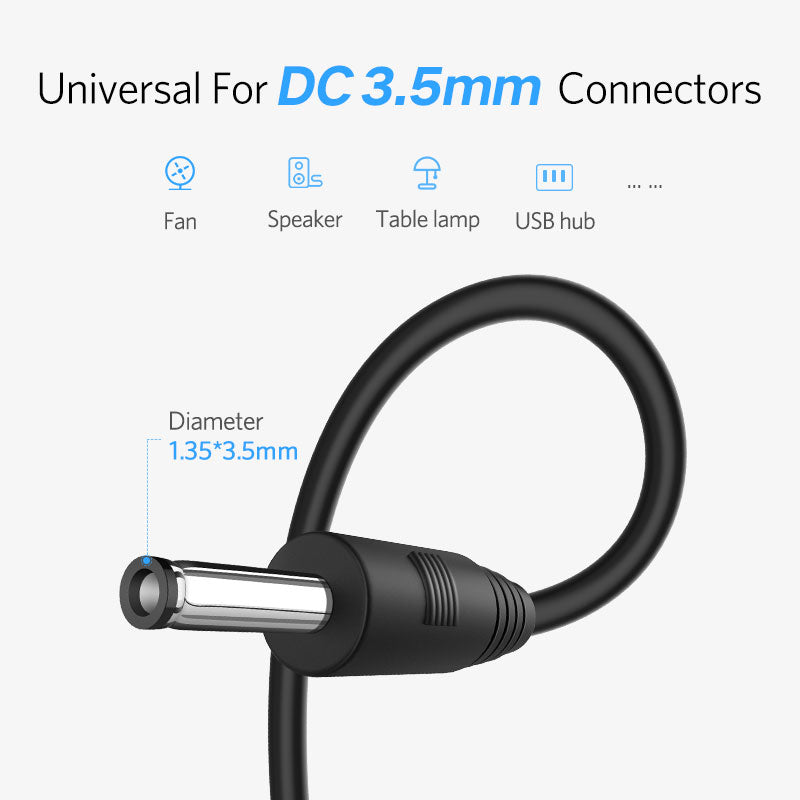 UGREEN 1M USB to DC 3.5mm Power Cable USB A Male to 3.5 Jack Connector 5V Power Supply Charger Adapter for HUB USB Fan Power Cable-1M