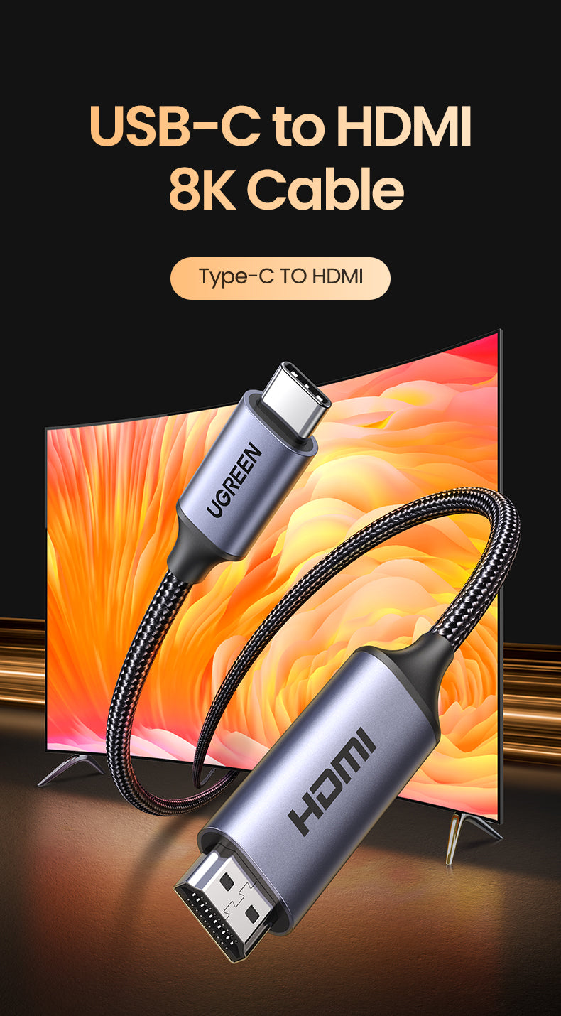 UGREEN 90451 USB C to HDMI Cable 8K 60HZ USB Type C Thunderbolt 3 HDMI Adapter Braided Cord