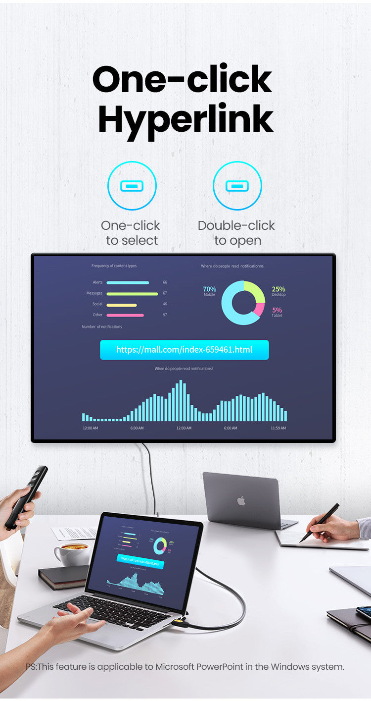 UGREEN Wireless Presenter Presentation Remote Clicker Laser Pointer 2.4GHz USB Powerpoint PPT Pen for Office Mac Window