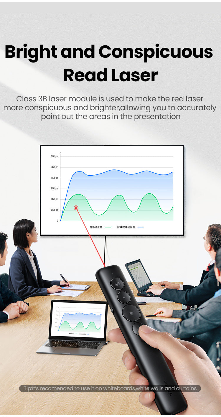 UGREEN Wireless Presenter Presentation Remote Clicker Laser Pointer 2.4GHz USB Powerpoint PPT Pen for Office Mac Window