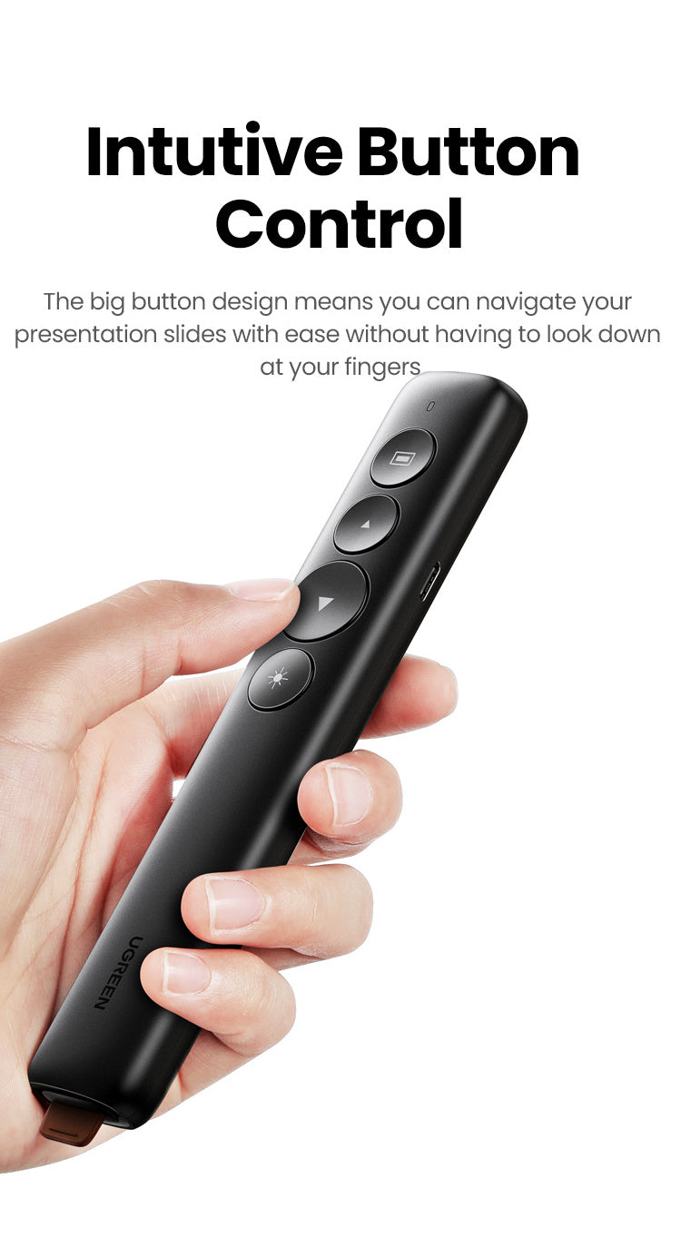 UGREEN Wireless Presenter Presentation Remote Clicker Laser Pointer 2.4GHz USB Powerpoint PPT Pen for Office Mac Window