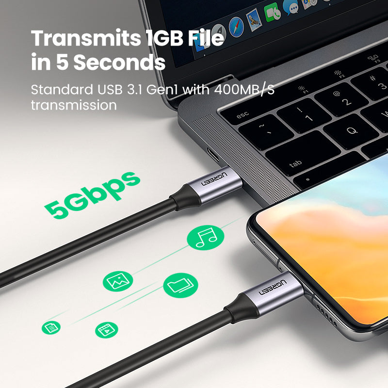 UGREEN 60W Type C Fast Charging 4K60Hz Cord QC4.0 20V3A Charger Data Line 400Mbps USB C to USB C Cable Delivery Charging Cord