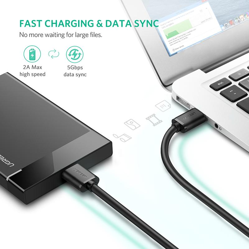 UGREEN 10840 USB 3.0 A Male to Micro USB 3.0 Male Cable 0.5m (Black)