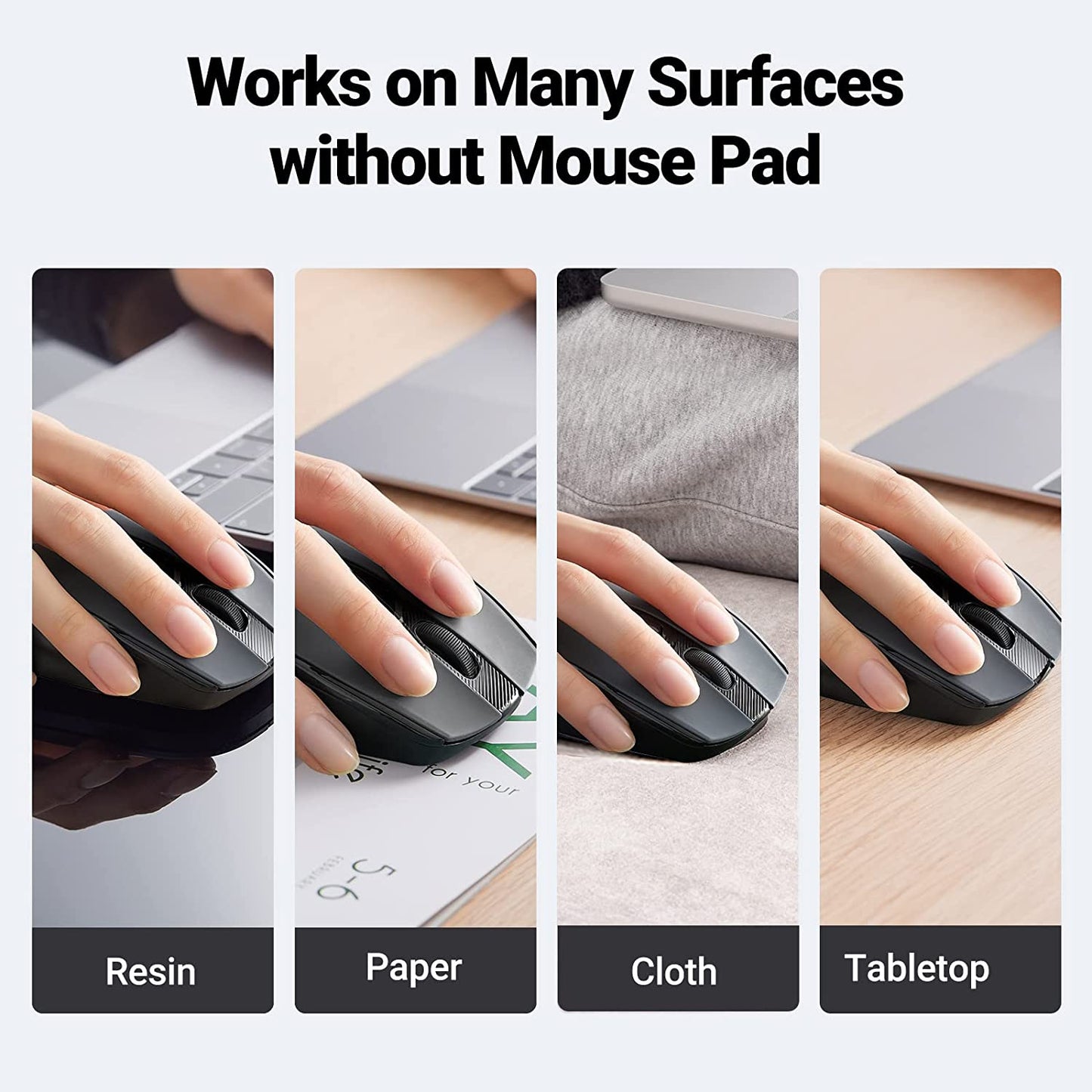 UGREEN 90545 Ergonomic Wireless Mouse with Nano Receiver, 5-Level 4000 DPI 6 Buttons, 2.4G USB Cordless Silent Mice, Wireless Mouse