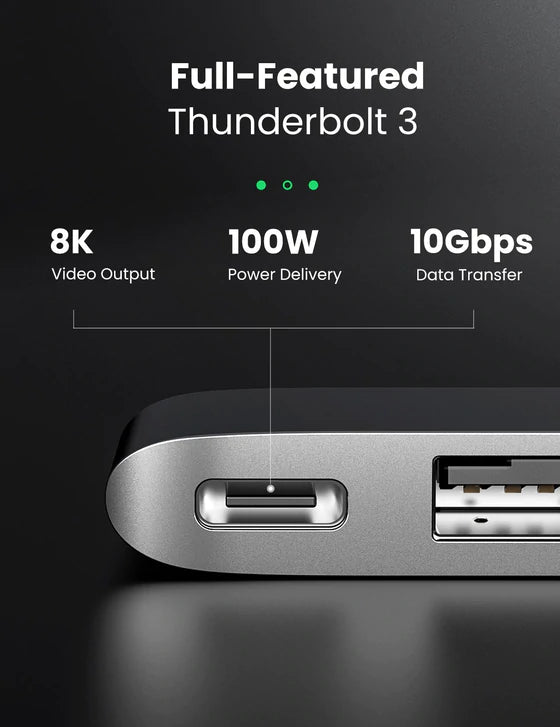 UGREEN 60560 ( Dual C 6 in 1 Card Reader ) 2xUSB-C to 3xUSB3.0-A+SD+TF+PD Multifunction Adapter Aluminum Shell