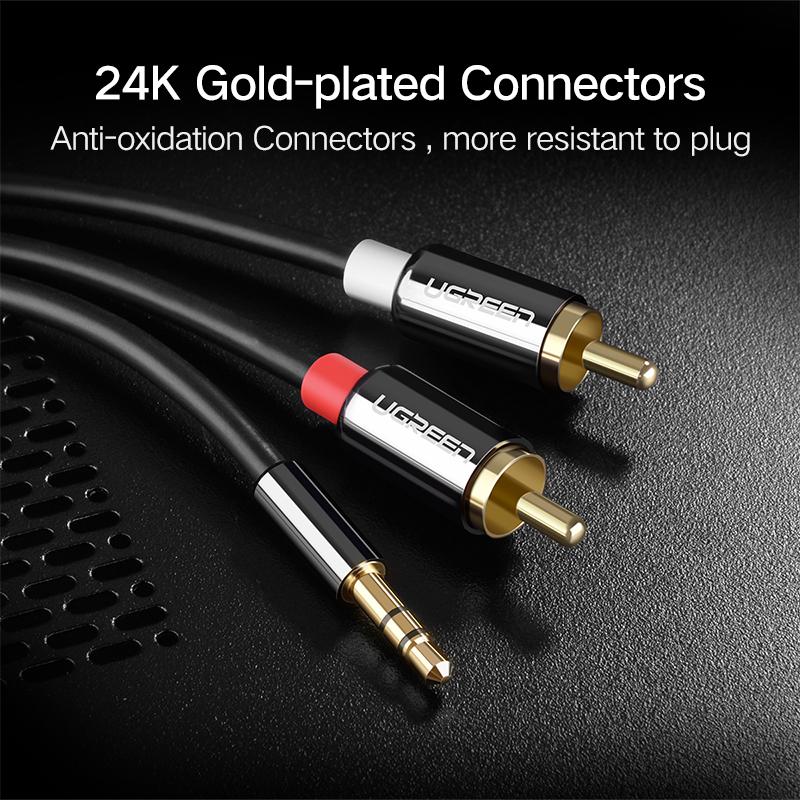 UGREEN 10510 3.5mm Male to 2 RCA Male Audio Cable 2m (Gray)