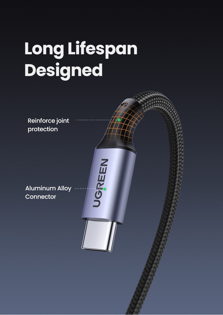 UGREEN 100W 5A USB C to USB C Cable Right Angle PD Fast Charge Type C 90 Degree Power Data Cable