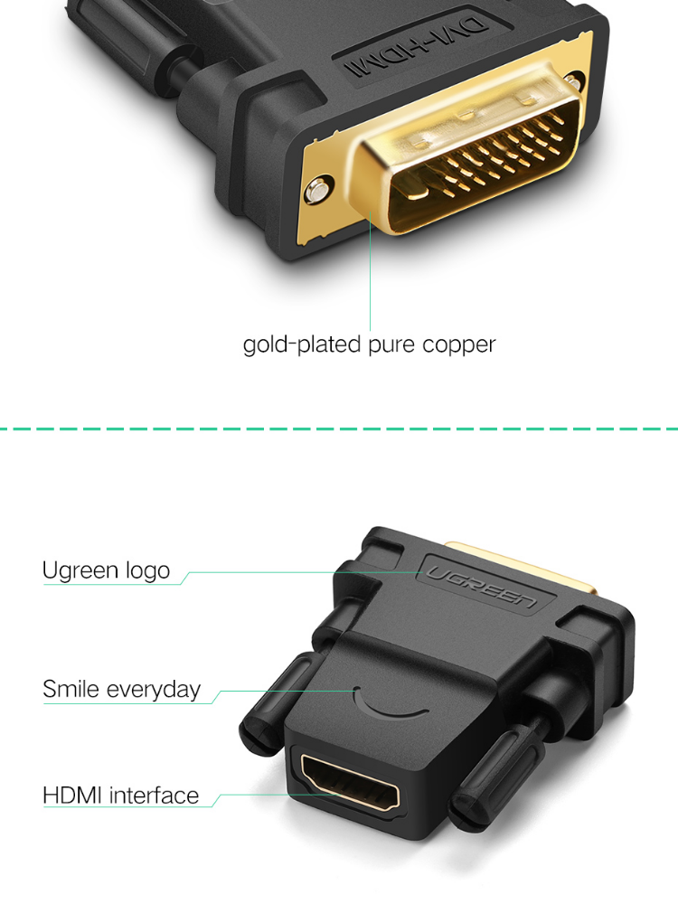 UGREEN 20124 HDMI to DVI 24+1 Adapter Female to Male 1080P HDTV Converter DVI Connector for PC PS3 Projector TV Box