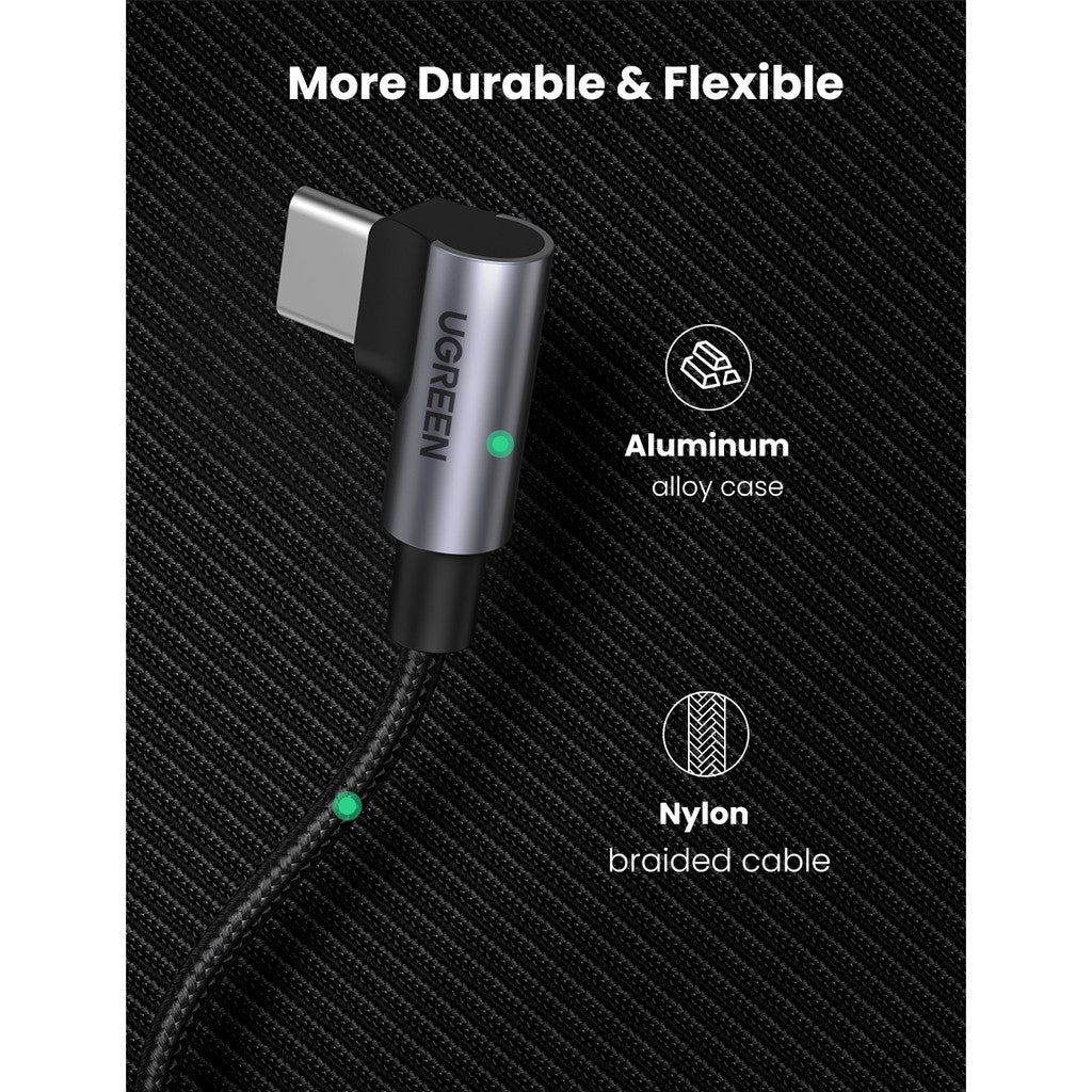 UGREEN 100W 5A USB C to USB C Cable Right Angle PD Fast Charge Type C 90 Degree Power Data Cable