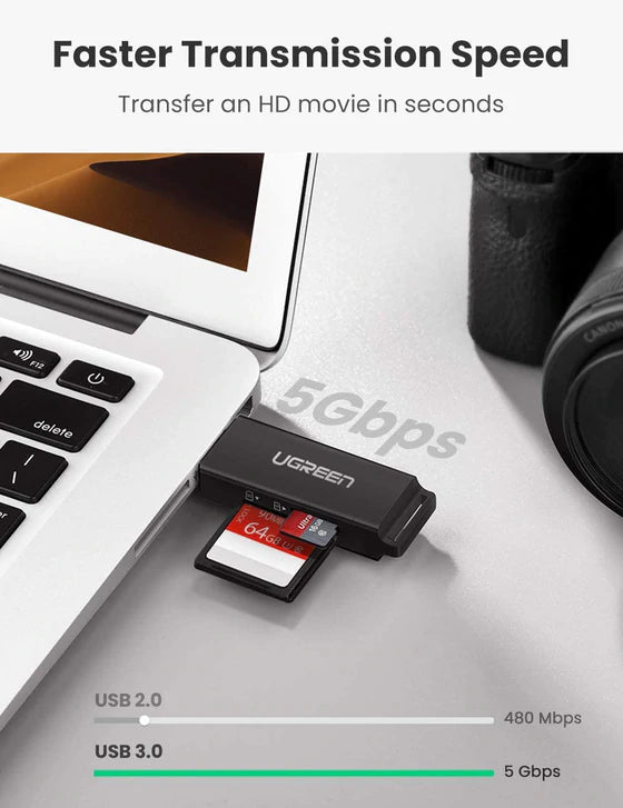 UGREEN 40752 USB 3.0 to TF + SD Dual Card Reader (Black)