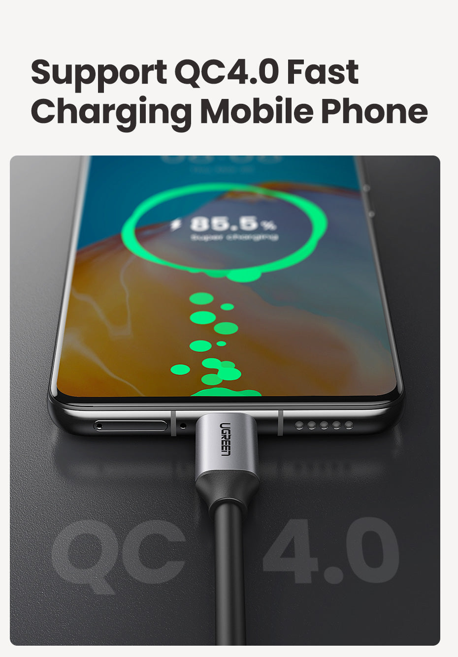 UGREEN 60W Type C Fast Charging 4K60Hz Cord QC4.0 20V3A Charger Data Line 400Mbps USB C to USB C Cable Delivery Charging Cord