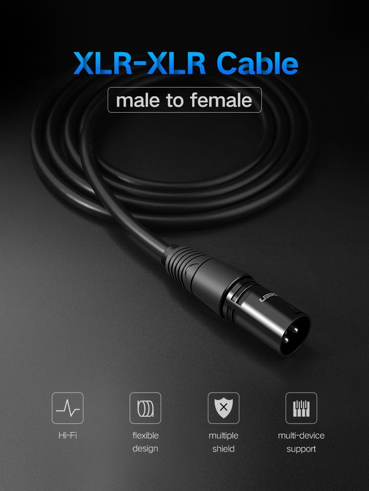 UGREEN 20708 Original XLR Cable Microphone Audio Sound Cannon Aux Cable Male to Female