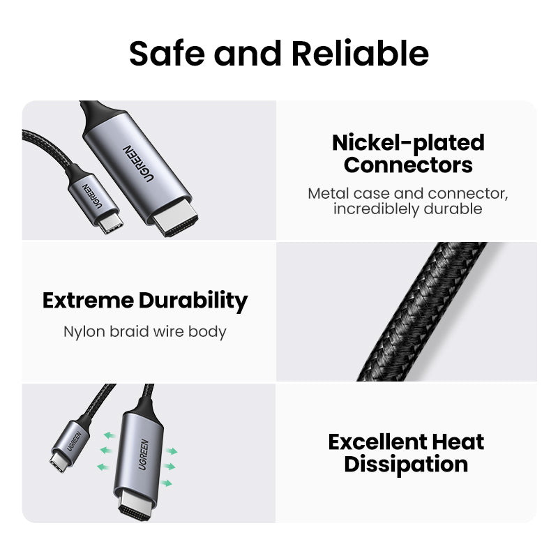 UGREEN 50570 USB C to HDMI Male to Male Cable Aluminum Shell 1.5m (Gray Black)