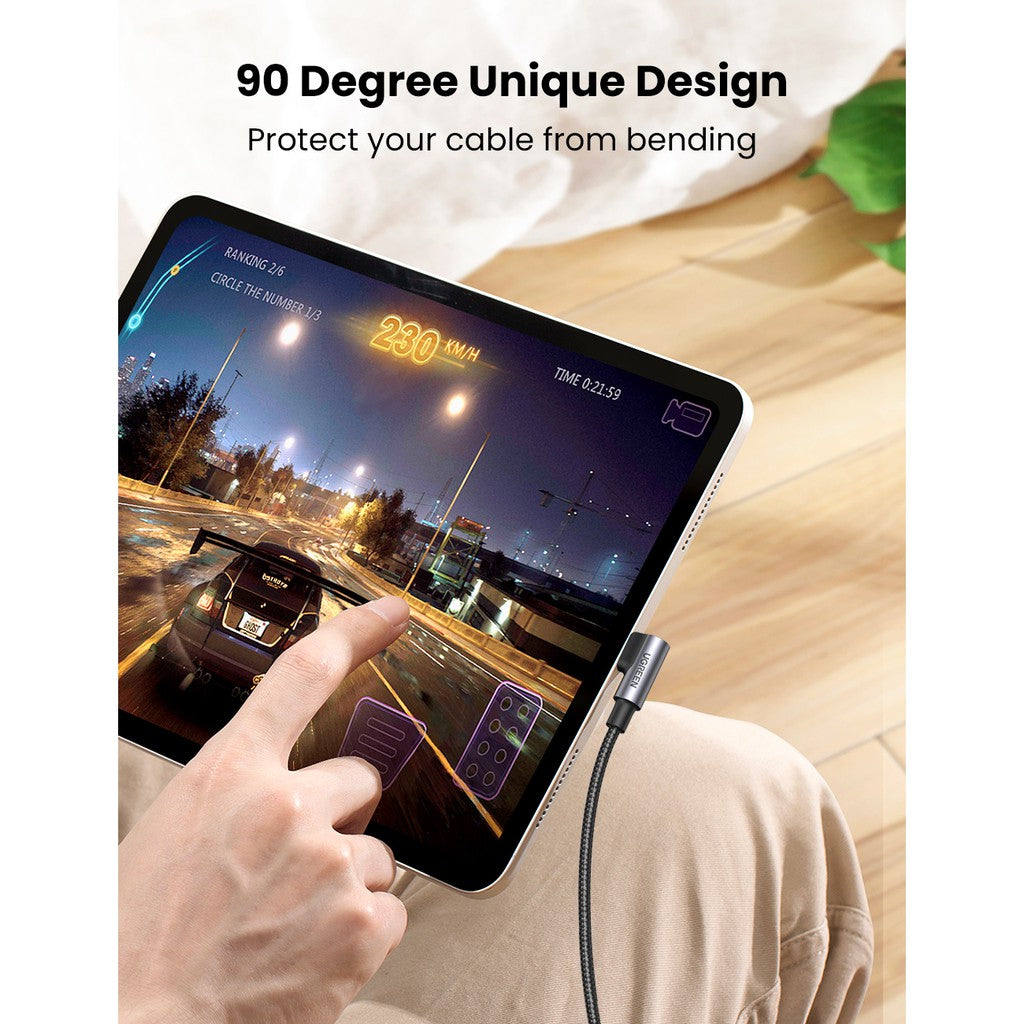 UGREEN 100W 5A USB C to USB C Cable Right Angle PD Fast Charge Type C 90 Degree Power Data Cable