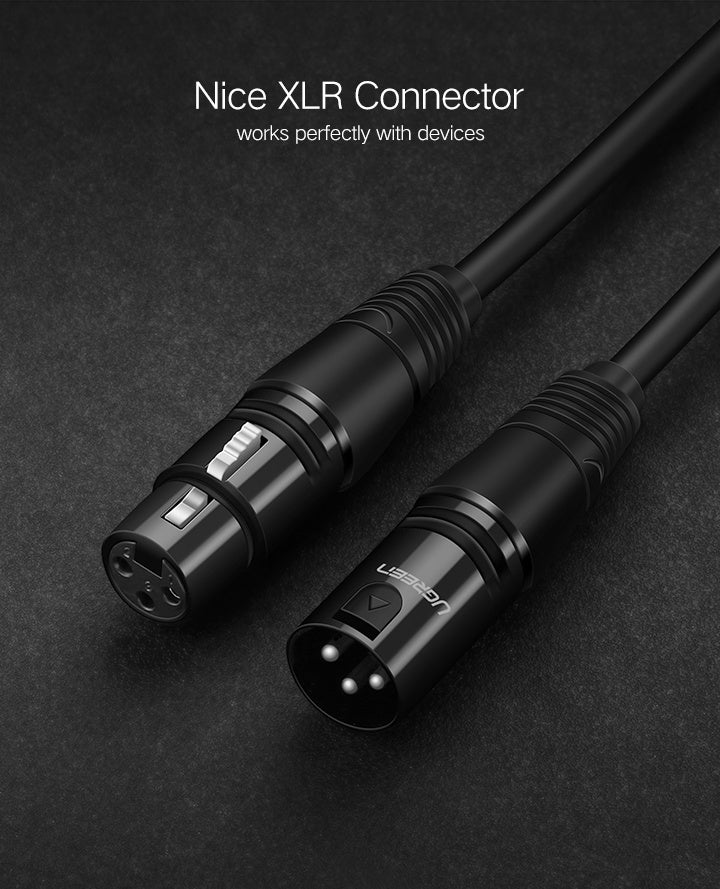 UGREEN 20708 Original XLR Cable Microphone Audio Sound Cannon Aux Cable Male to Female