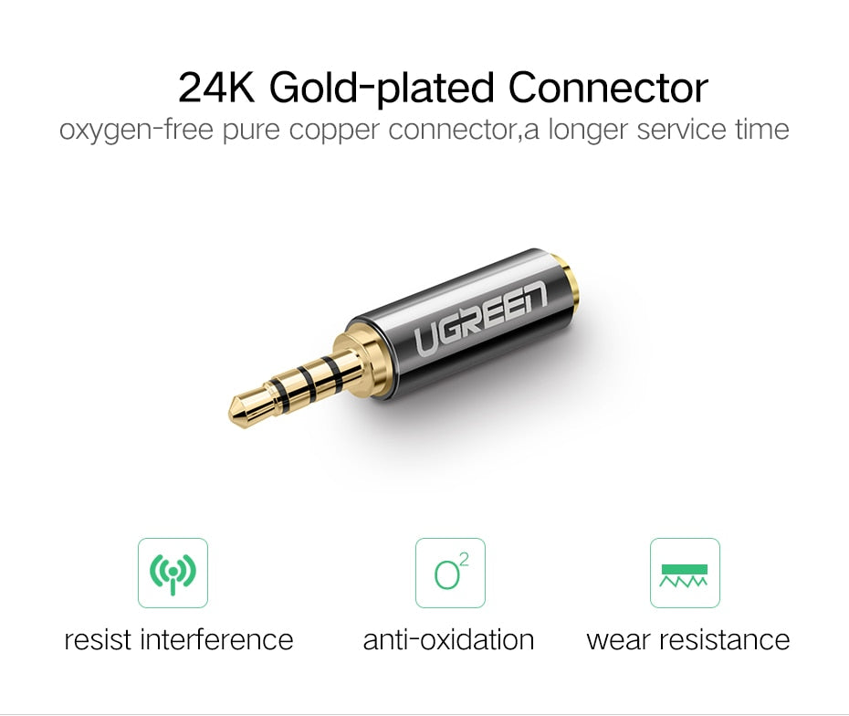 UGREEN 20501 Jack 2.5 mm to 3.5 mm Audio Adapter 2.5mm Male to 3.5mm Female Plug Connector for Aux Speaker Cable Headphone Jack 3.5