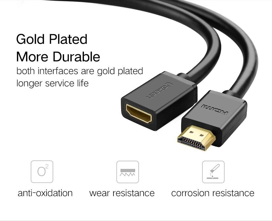 UGREEN 10140 0.5M HDMI Extension Cable 4K/60Hz HDMI Extender Male to Female