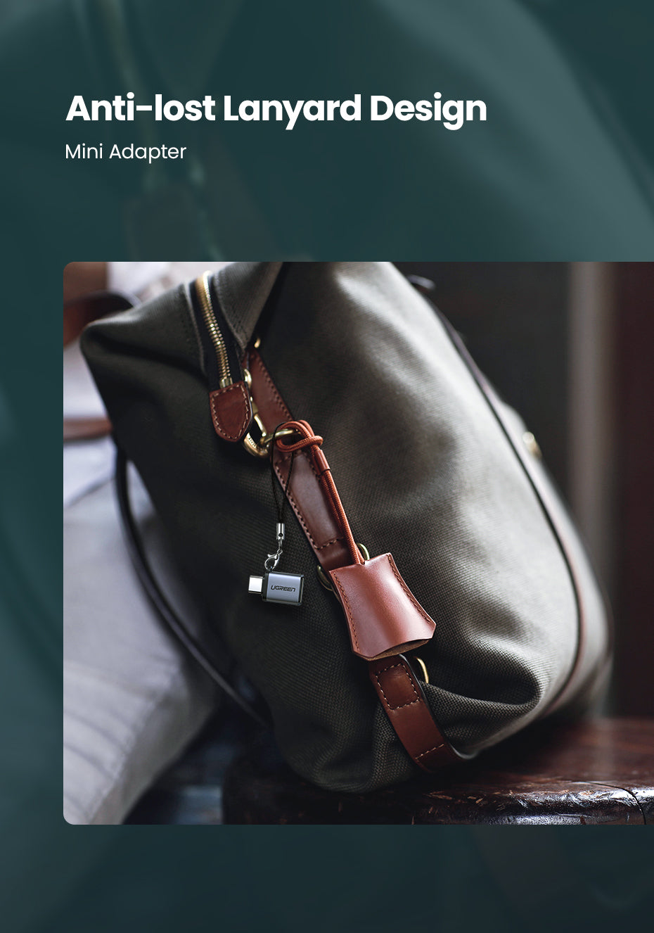 UGREEN 50283 Type C to USB 3.0 A Adapter Cable with Lanyard (Space Gray)