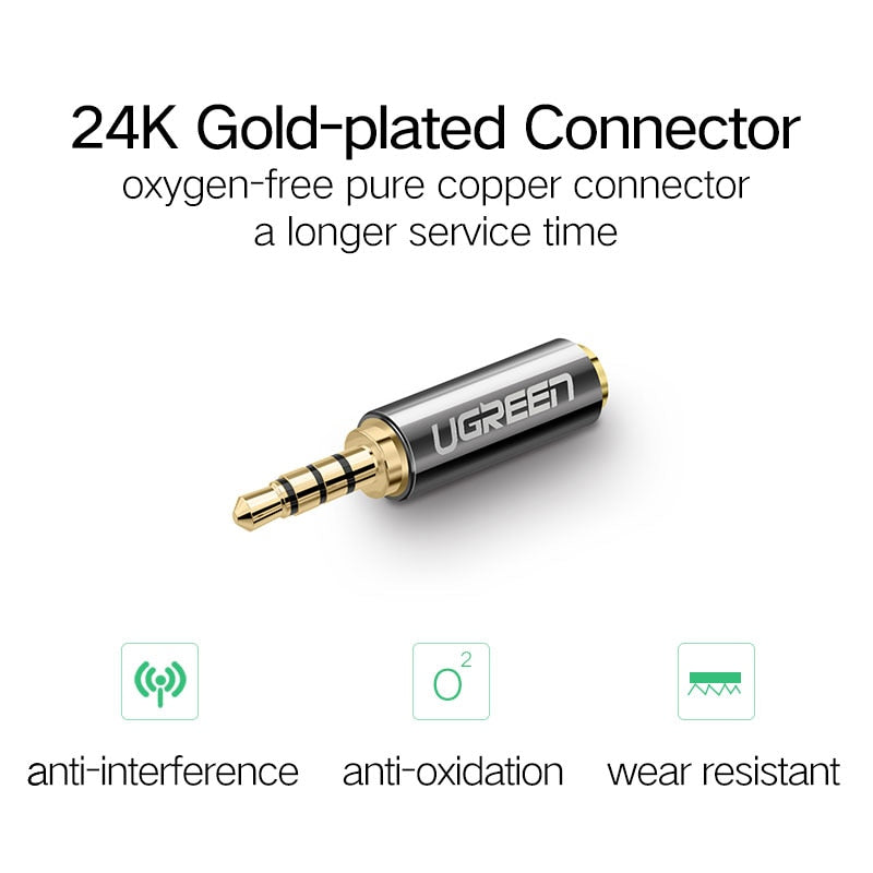 UGREEN 20501 Jack 2.5 mm to 3.5 mm Audio Adapter 2.5mm Male to 3.5mm Female Plug Connector for Aux Speaker Cable Headphone Jack 3.5