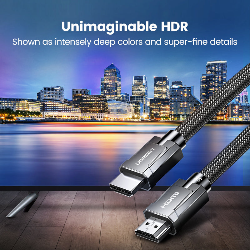 UGREEN 80602 HDMI 2.1 Cable 8K/60Hz 48Gbps HDCP 2.2 HDMI Cable Cord for PS4 PS5 Splitter Switch Audio Video Cable Support Dynamic HDR eARC Compatible
