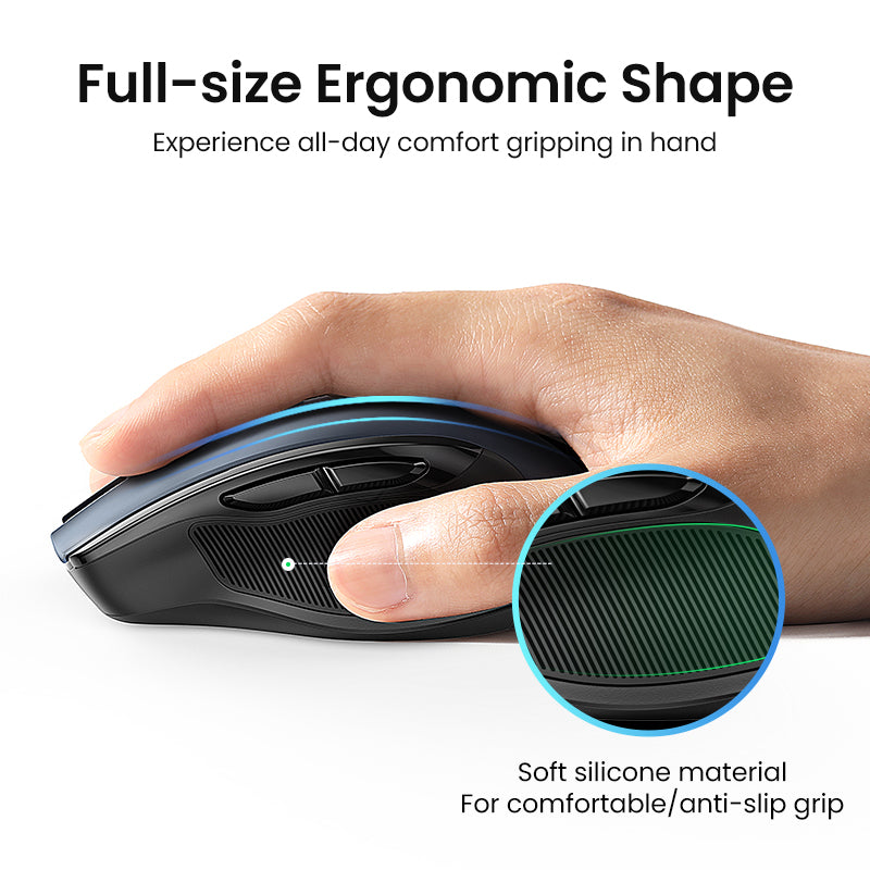 UGREEN 90545 Ergonomic Wireless Mouse with Nano Receiver, 5-Level 4000 DPI 6 Buttons, 2.4G USB Cordless Silent Mice, Wireless Mouse