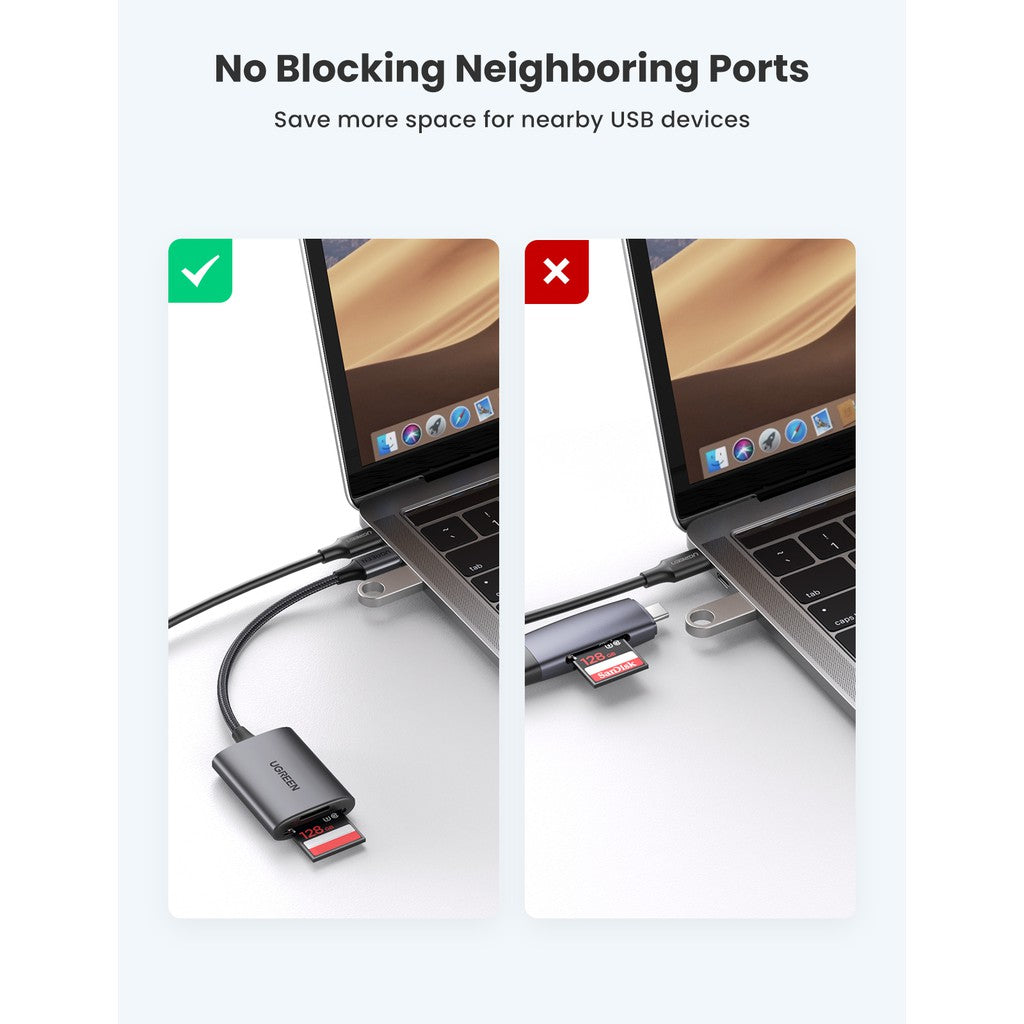 UGREEN 80888 Type-C To TF SD Card Reader For ipad Laptop Accessories Memory Card Adapter SD Card Reader