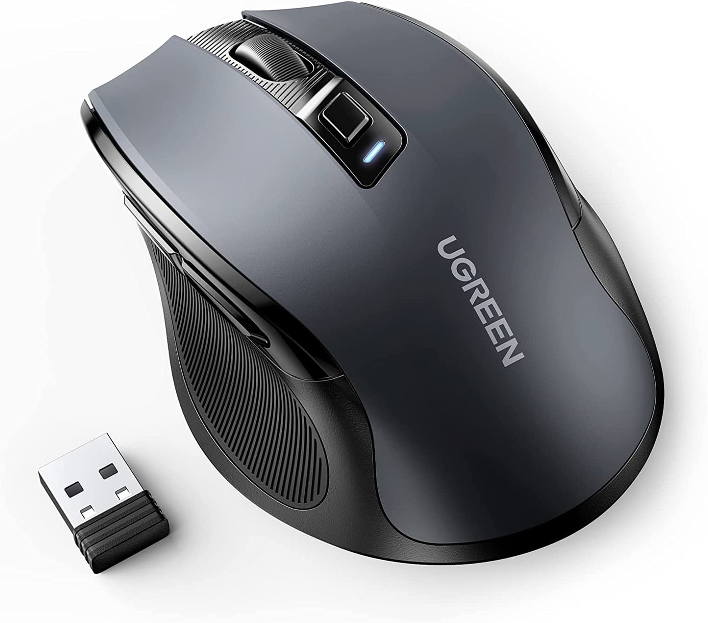 UGREEN 90545 Ergonomic Wireless Mouse with Nano Receiver, 5-Level 4000 DPI 6 Buttons, 2.4G USB Cordless Silent Mice, Wireless Mouse