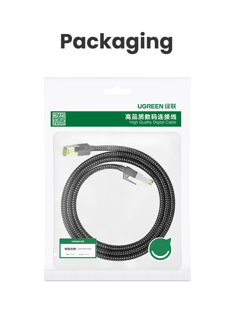UGREEN 80424 CAT 7 10Gbps Cotton Braided Network Ethernet Cable Strong Nylon Braided Internet Wire CAT7 Lan Cable for Modem Laptops PS5 4 Router RJ45 Cable Pure Copper Ethernet Cable Ethernet