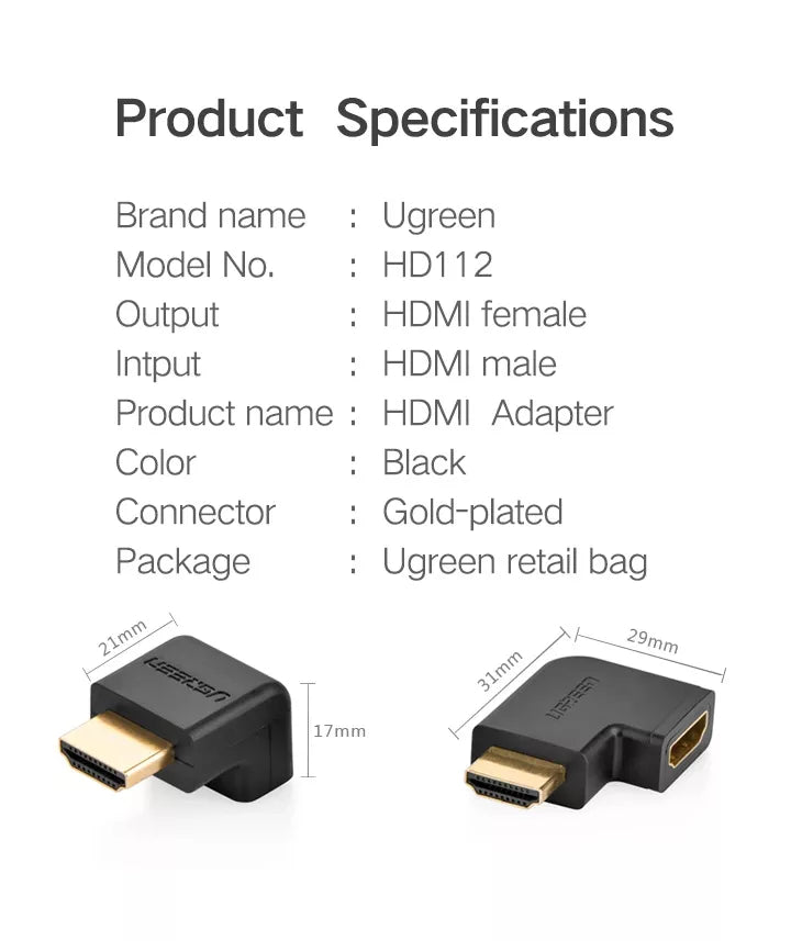 UGREEN 20109 HDMI Port Saver Male to Female Adapter
