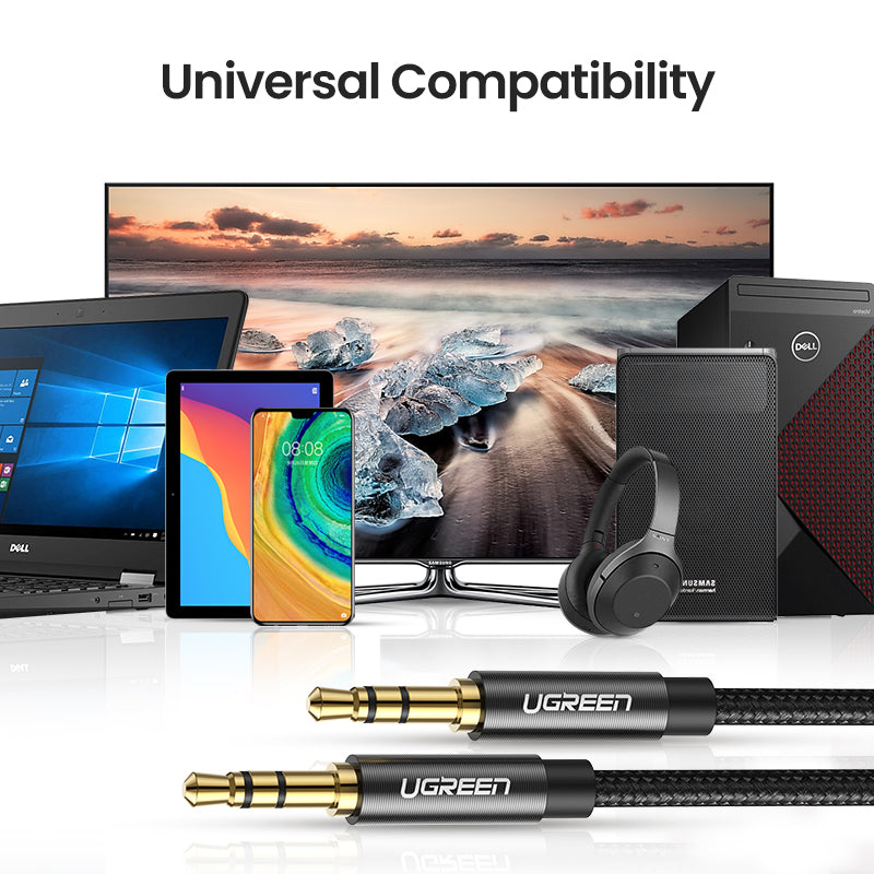 UGREEN 50361 3.5mm Male to 3.5mm Male Cable Gold Plated Metal Case with Braid