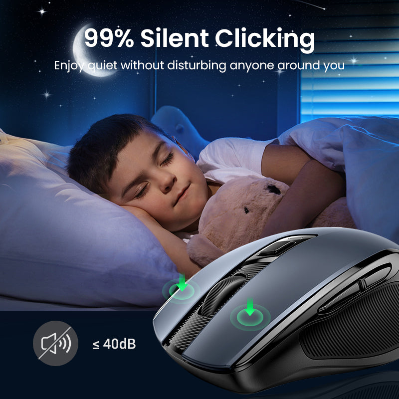 UGREEN 90545 Ergonomic Wireless Mouse with Nano Receiver, 5-Level 4000 DPI 6 Buttons, 2.4G USB Cordless Silent Mice, Wireless Mouse