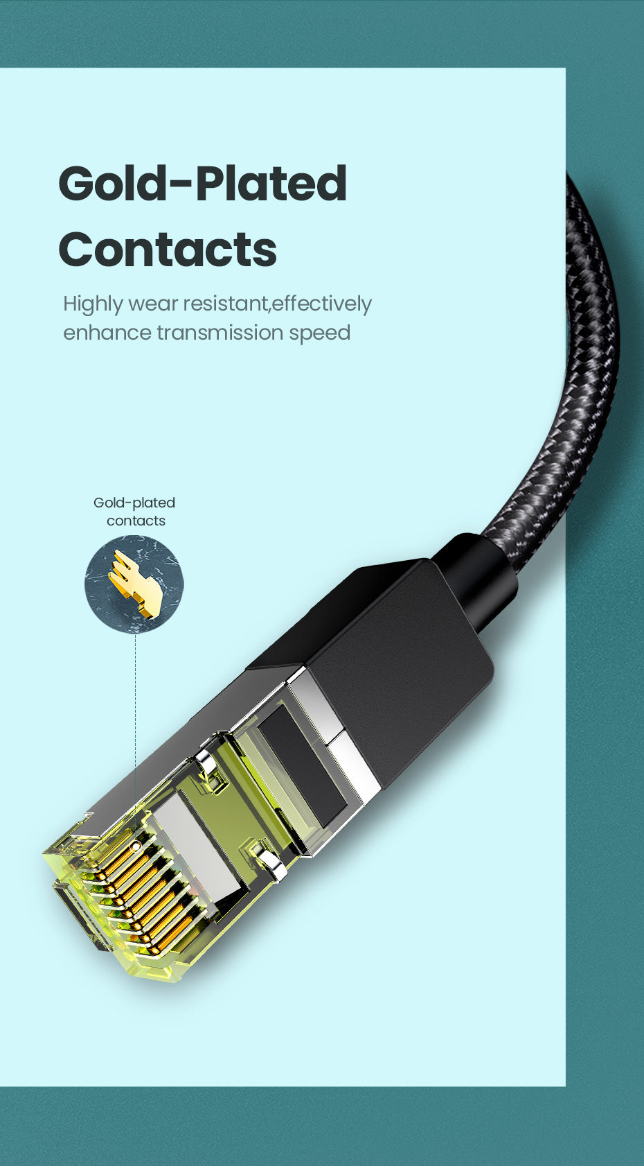UGREEN 80424 CAT 7 10Gbps Cotton Braided Network Ethernet Cable Strong Nylon Braided Internet Wire CAT7 Lan Cable for Modem Laptops PS5 4 Router RJ45 Cable Pure Copper Ethernet Cable Ethernet