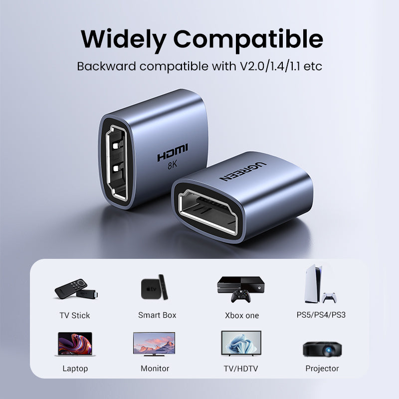 UGREEN HDMI Coupler 8K HDMI Adapter Female to Female HDMI Connector Support 3D 8K 4K 1080P HDMI Extender HDMI Extension for HDTV Roku TV stick Chromecast, Nintendo Switch Xbox One PlayStation 4 PS 3, Laptop PC